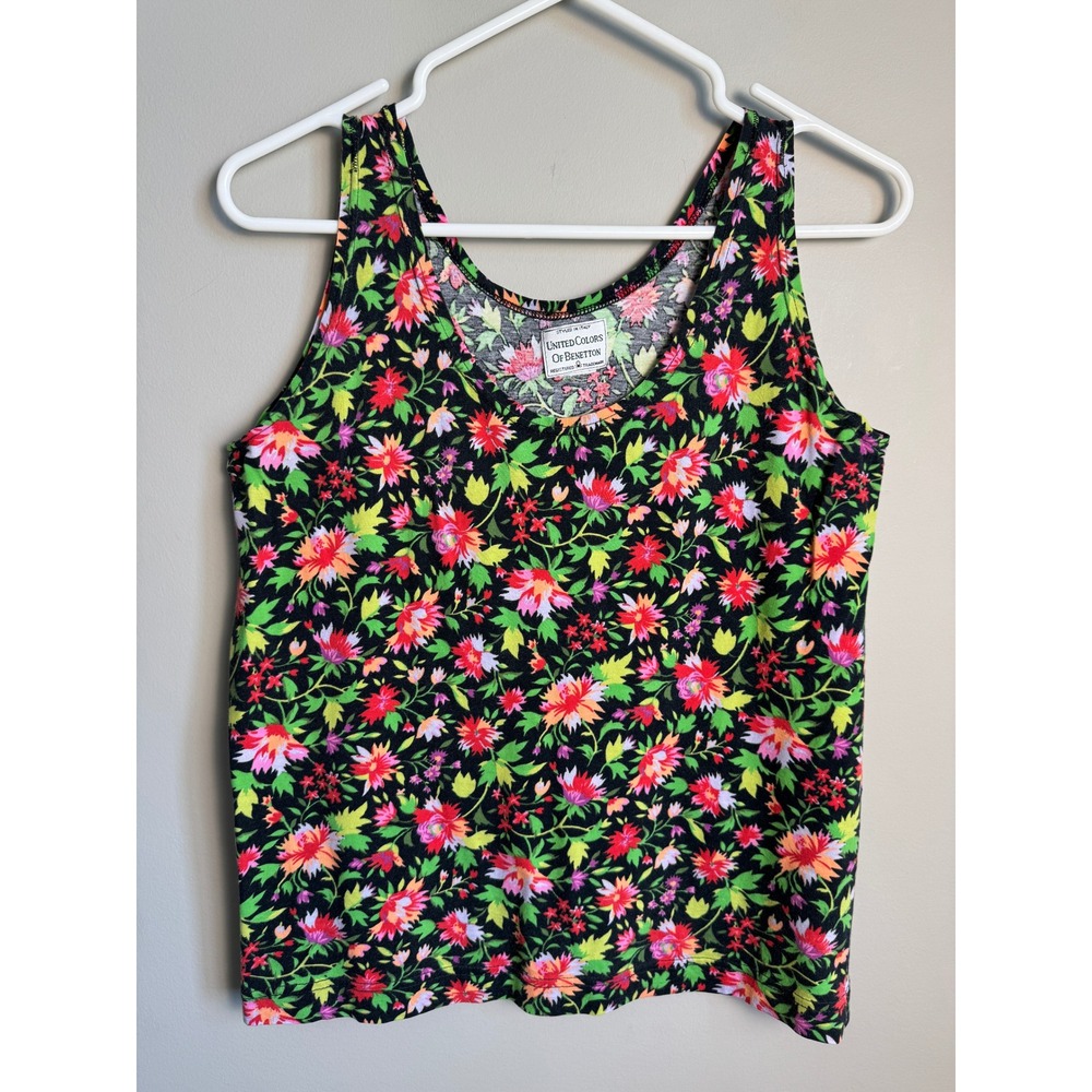 United Colors of Benetton Floral Tank Top Vintage 90s Italian Boho Cottagecore